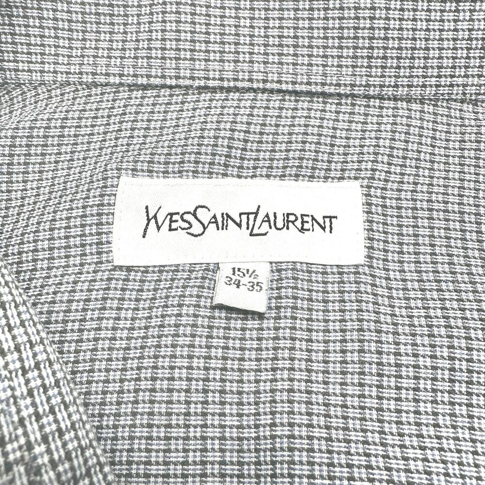 Yves Saint Laurent | Crosshatch Pattern Light Button Up Dress Shirt | Medium - Picture 9 of 13